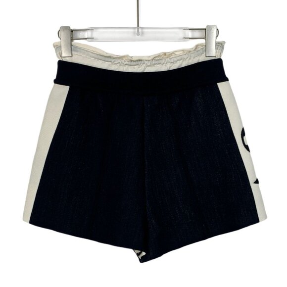 Louis Vuitton Wool Blend Black & White High-Waisted Shorts With Logo Details - Picture 2 of 7